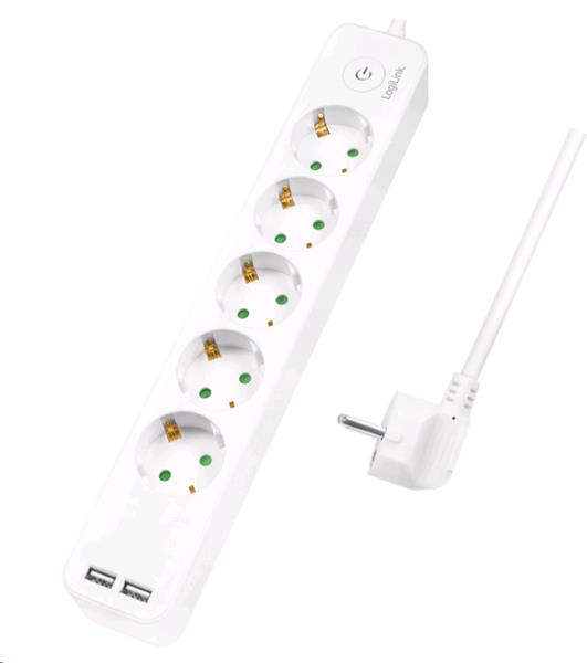 LOGILINK Socket outlet 5-way + switch - 5x CEE 7/3 + 2x USB-A - 1.5m ...