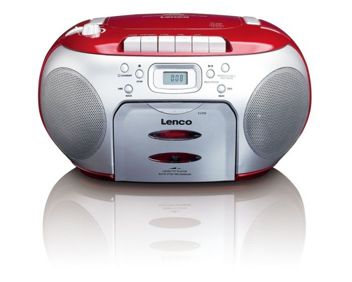 LENCO SCD-420RD - Portable FM Radio CD - Cassette Player - Red - SCD420ROT