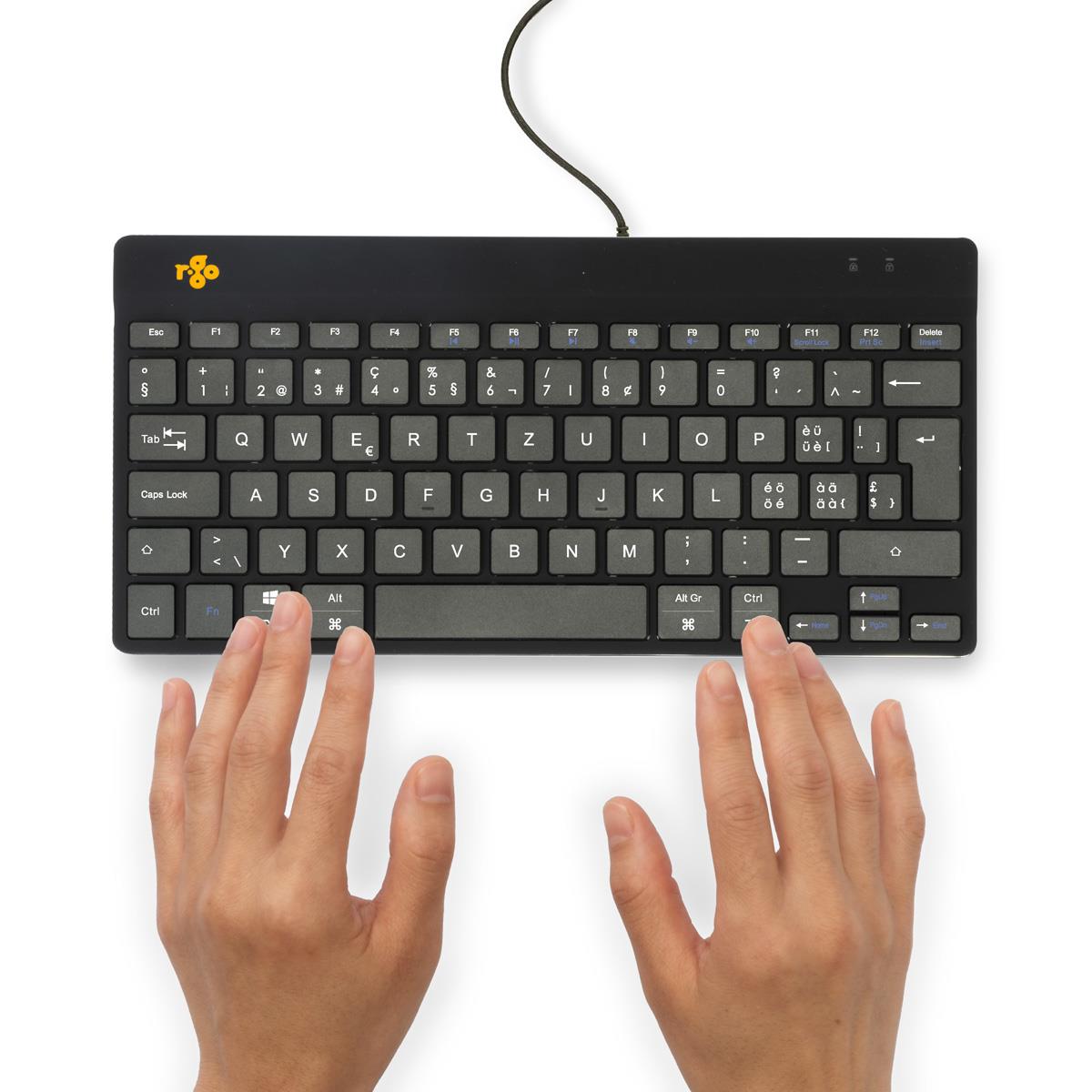 Readly Short Keyboard R-GO TOOLS Compact Break Ergonomic - Keyboard - Wired - Black - Qwerty ...