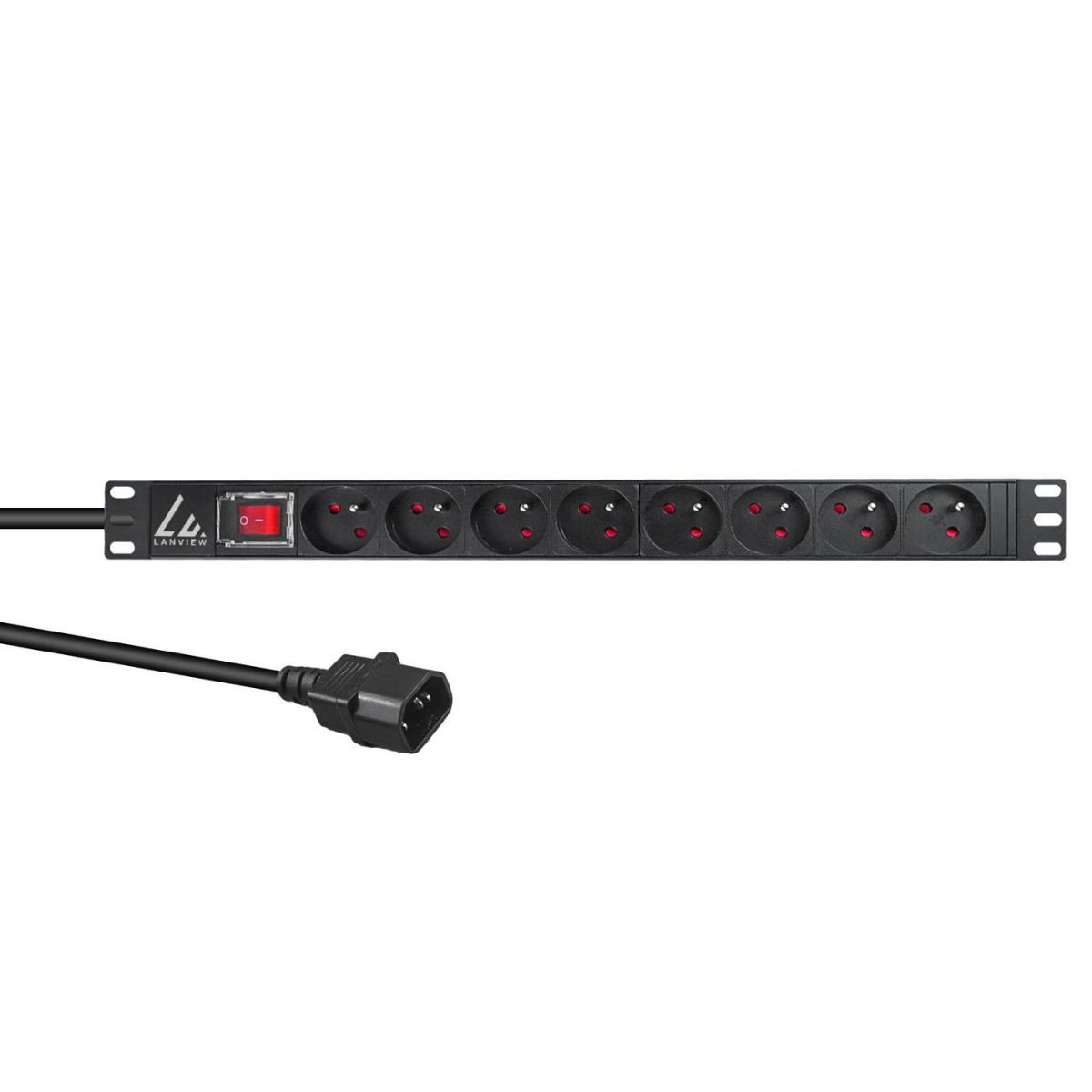 LANVIEW 19in [1u] Rack Mount Power Strip - 10a - 8x French Type E ...