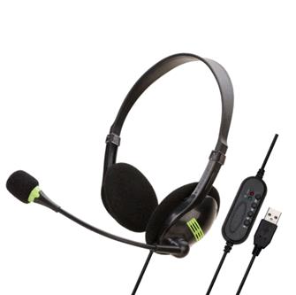 Headset Stereo USB Black Green