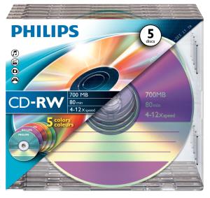 Cd-rw 1x5 80min 700MB 4-12x Sl Colour
