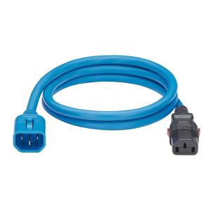 Dual-Locking IT Power Cord IEC C14 to IEC C13 1.8m Blue