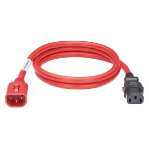 Dual-Locking IT Power Cord IEC C14 to IEC C13 1.8m Red