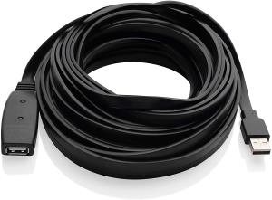 Active USB 2.0 Extension Cable - 480Mbps - USB Type-A M/F - 10m Black