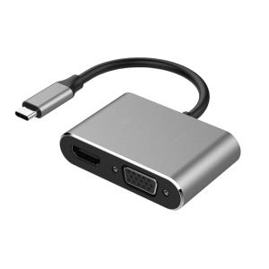 4-in-1 USB-c Hub With Pd - 1x Hdmi 1x USB Type-c 1x USB Type-a 1x Vga - Black/ Grey