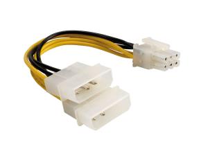 Power Cable For Pci-e Card 2x Molex 6pin 15cm