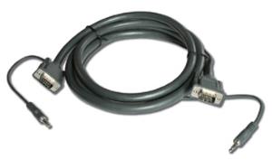 15-pin Hd Male To 15-pin Hd Male + 3.5mm Stereo Audio Cable 4.6m