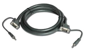 15-pin Hd Male To 15-pin Hd Male + 3.5mm Stereo Audio Cable 7.6m
