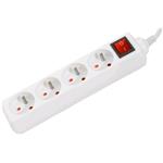 Power Strip-4 Outlets+sw White 4m
