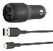 Dual USB-a Car Charger W/1m Pvc A-ltg Black