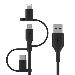 Charging Cable - Boostcharge - USB-a Cable With USB-c Micro-USB - 15w And Lightning Connectors - 1m - Black