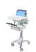 Styleview Laptop Cart Non-powered 1 Drawer (white Grey And Polished Aluminum)
