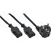 Y-Power Cable 1x CEE 7/7 Angled / 2x 3pin IEC C13 Male 1.8m
