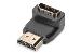 HDMI adapter, type A, 90ø angled M/F, Ultra HD 60p, black gold