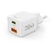 Fast Charger, 1x USB-C, 1x USB-A, Mini Charger, PD, 30 W, white