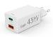Fast Charger, 1x USB-C, 1x USB-A, Mini Charger, PD, 45 W, white
