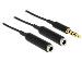 Cable Audio Splitter Stereo Jack Male 3.5mm 4 Pin > 2 X Stereo Jack Female 3.5mm 4 Pin 25cm