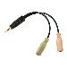 Audio jack adapter, 4-pin, 3.5mm stereo male to 2x 3.5mm f