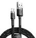 Braided Cafule Fast Charging Cable - USB Type-A To Type-C 2A - 3m - Grey/ Black (Nylon)